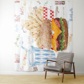 Tenture Fond de fast-food hamburger et frites (En situation)