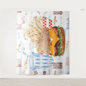 Tenture Fond de fast-food hamburger et frites (Devant)