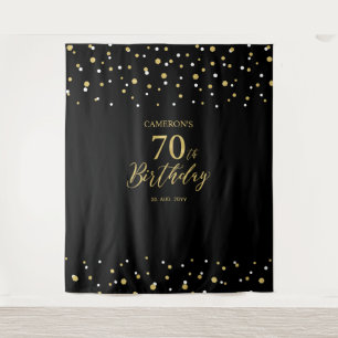 Tenture Fond de fête d'anniversaire 70 ans Or et Noir 70èm