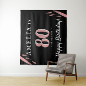 Tenture Fond de fête d'anniversaire 80 ans élégant rose no (En situation)