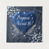 Tenture Fond de fête d'anniversaire Cœur Bleu Diamants de (Devant)