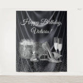 Tenture Fond de fête d'anniversaire de chaussure argentée  (Devant)