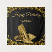 Tenture Fond de fête d'anniversaire de chaussure dorée noi (Devant)