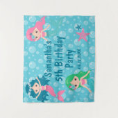 Tenture Fond de fête d'anniversaire de sirène mignonne (Devant)