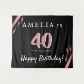 Tenture Fond de fête d'anniversaire élégant rose et noir 4 (Devant (Horizontal))