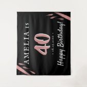 Tenture Fond de fête d'anniversaire élégant rose et noir 4 (Devant)