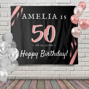 Tenture Fond de fête d'anniversaire élégant rose noir 50 a