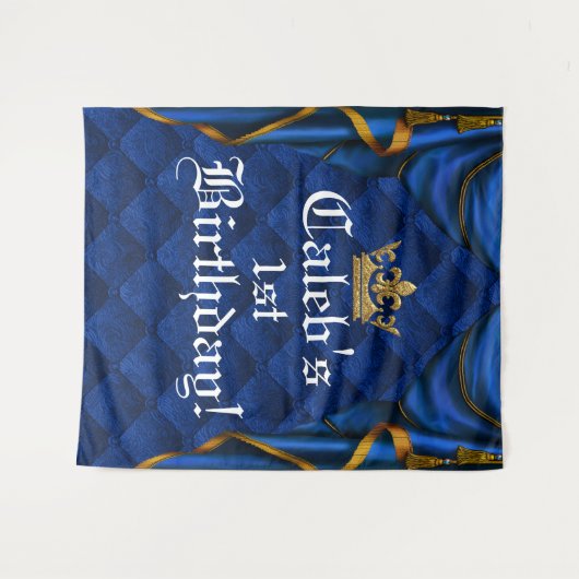 Tenture Fond de fête d'anniversaire élégant royal bleu et (Devant (Horizontal))