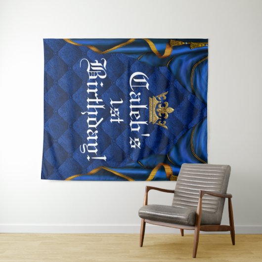 Tenture Fond de fête d'anniversaire élégant royal bleu et (En situation (horizontale))