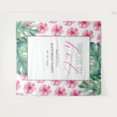 Tenture Fond de fête d'anniversaire Fleur Rose Tropicale (Devant (Horizontal))