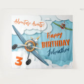 Tenture Fond de fête d'anniversaire garçon pilote de chass (Devant (Horizontal))