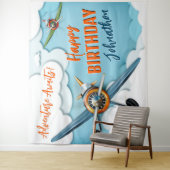 Tenture Fond de fête d'anniversaire garçon pilote de chass (En situation)