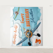 Tenture Fond de fête d'anniversaire garçon pilote de chass (Devant)