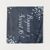 Tenture Fond de fête d'anniversaire glamour Denim & Diamon (Devant (Horizontal))