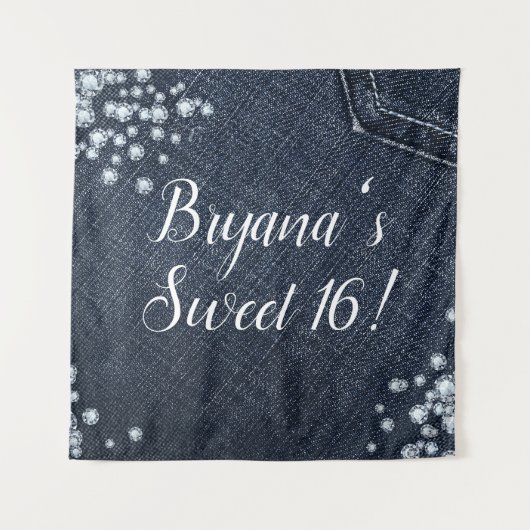 Tenture Fond de fête d'anniversaire glamour Denim & Diamon (Devant)