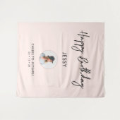 Tenture Fond de fête d'anniversaire photo rose et noir (Devant (Horizontal))