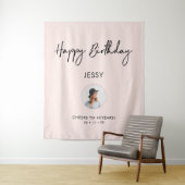 Tenture Fond de fête d'anniversaire photo rose et noir (En situation)