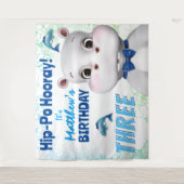 Tenture Fond de fête d'anniversaire pour garçon poisson bl (Devant)