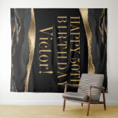 Tenture Fond de fête d'anniversaire pour homme agate noir (En situation (horizontale))