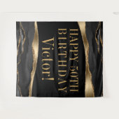 Tenture Fond de fête d'anniversaire pour homme agate noir (Devant (Horizontal))