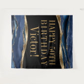 Tenture Fond de fête d'anniversaire pour homme bleu agate  (Devant (Horizontal))