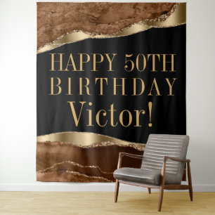 Tenture Fond de fête d'anniversaire pour homme Brun Agate 