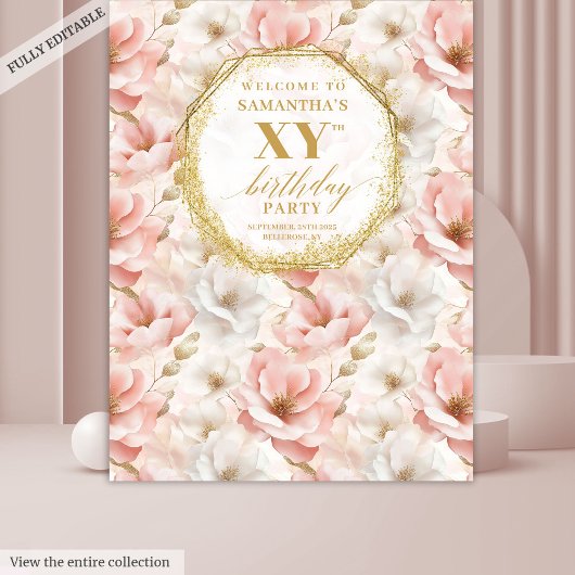 Tenture Fond de fête d'anniversaire rose poudré à motifs f