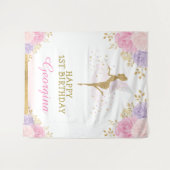 Tenture Fond de fête d'anniversaire rose violet floral fée (Devant (Horizontal))