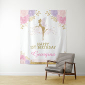 Tenture Fond de fête d'anniversaire rose violet floral fée (En situation)