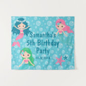 Tenture Fond de fête d'anniversaire sirène mignonne (Devant (Horizontal))