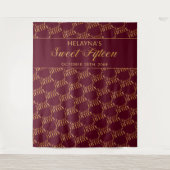 Tenture Fond de fête d'anniversaire Sweet 15 Bourgogne et (Devant)