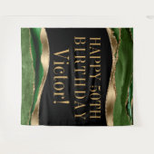 Tenture Fond de fête d'anniversaire vert émeraude doré pou (Devant (Horizontal))