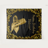 Tenture Fond de fête d'anniversaire XL chaussure dorée noi (Devant (Horizontal))