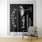 Tenture Fond de fête de Bachelorette Polka Rétro Cocktail (En situation)