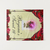 Tenture Fond de fête de beauté Enchanted Red Rose Sweet 16 (Devant (Horizontal))