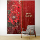 Tenture Fond de fête de fleurs rouges de Noël (En situation)