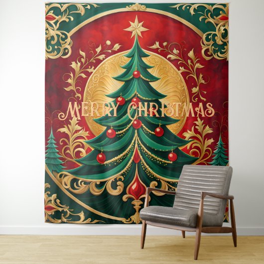 Tenture Fond de fête de l'arbre de Noël (En situation)