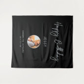 Tenture Fond de fête de photo d'anniversaire argent et noi (Devant (Horizontal))