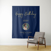 Tenture Fond de fête de photo d'anniversaire joyeux or et  (En situation)