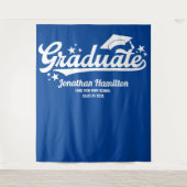 Tenture Fond de fête de remise des diplômes Bleu Diplômé (Devant)