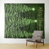 Tenture Fond de fête doré vert Joyeux Noël Arbres (En situation (horizontale))