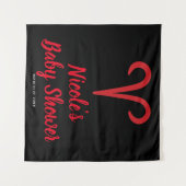 Tenture Fond de fête du zodiaque d'astrologie rouge et noi (Devant (Horizontal))