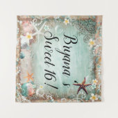 Tenture Fond de fête étoile de mer et perles de plage trop (Devant (Horizontal))