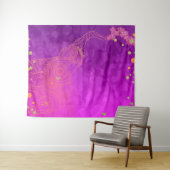 Tenture Fond de fête exotique éléphant or violet rose (En situation (horizontale))