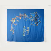 Tenture Fond de fête Fleur d'Or Bleu (Devant (Horizontal))