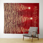 Tenture Fond de fête Gold Red Joyeux Noël Arbres (En situation (horizontale))