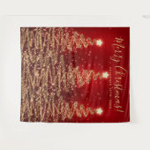 Tenture Fond de fête Gold Red Joyeux Noël Arbres (Devant (Horizontal))