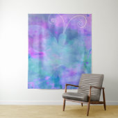 Tenture Fond de fête papillon pastel sarcelle violet (En situation)