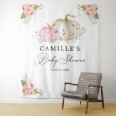 Tenture Fond de fête pour Baby Shower Fille Citrouille Ros (En situation)