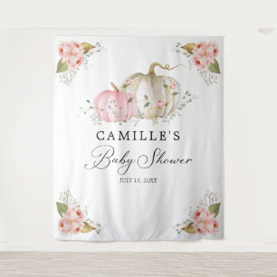 Tenture Fond de fête pour Baby Shower Fille Citrouille Ros